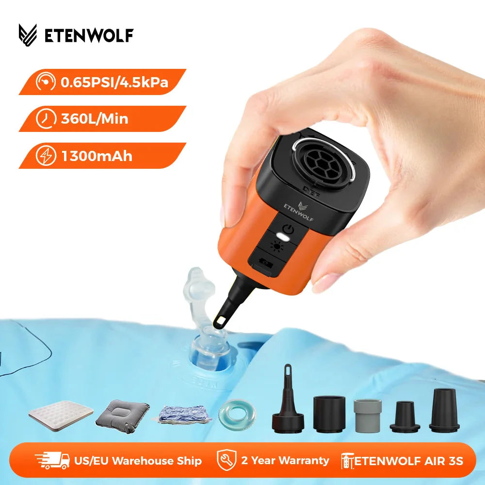 ETENWOLF AIR 3S Wireless Electric Air Pump 1300mAh Camping Light Small Inflator Deflator Outdoor Pump Pool Floats Sleeping Pads