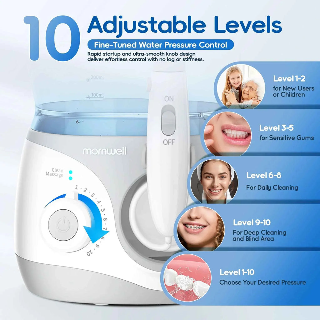Home Water Flosser, 10 Adjustable Pressures,600 ml Large Capacity,6 Home Nozzles Professional Oral Irrigator for Teeth Clean