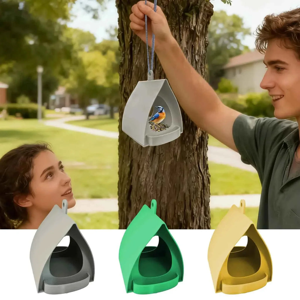 House Bird Feeder Open Design Decorative Station Hut Shape Hangable Mounted Small Hummingbird Feeder for Outside Garden Winter