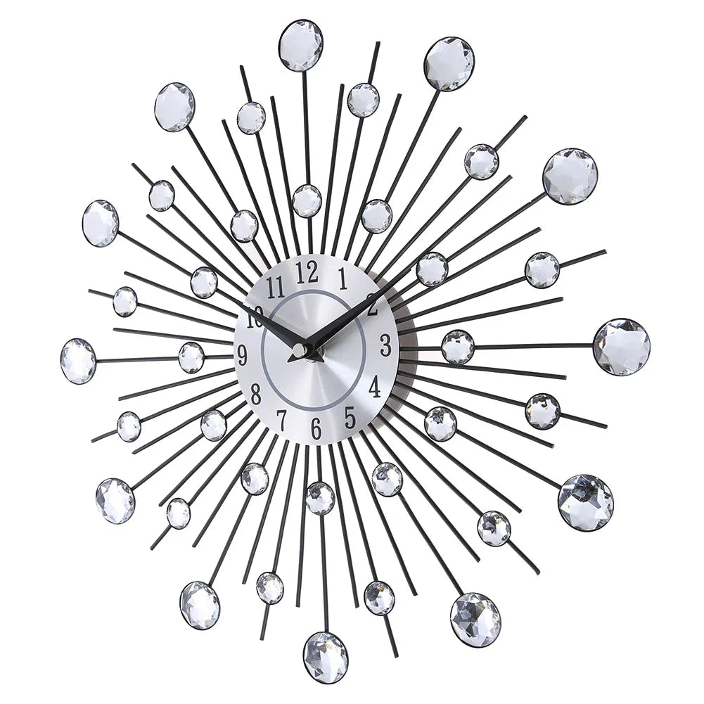 DIY Modern Design Large Wall Clock Quartz Movement Hanging Circle Decor Battery Powered Jeweled Artistic Clock for Living Room