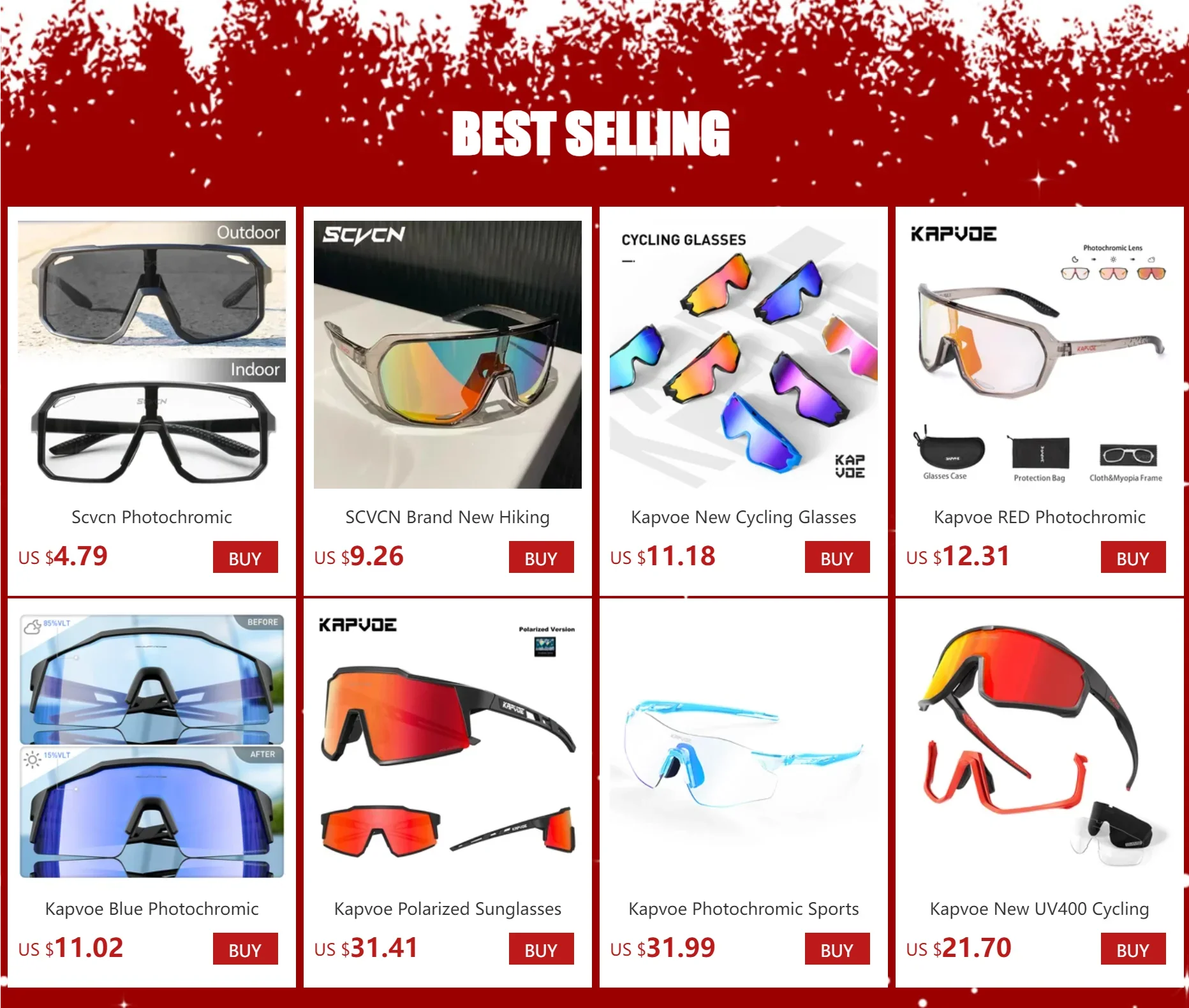 SCVCN Cycling Glasses Bike Mountain Bicycle Hiking Camping Golf UV400 Sunglasses Sport Protection Glasses for Men Women Baseball