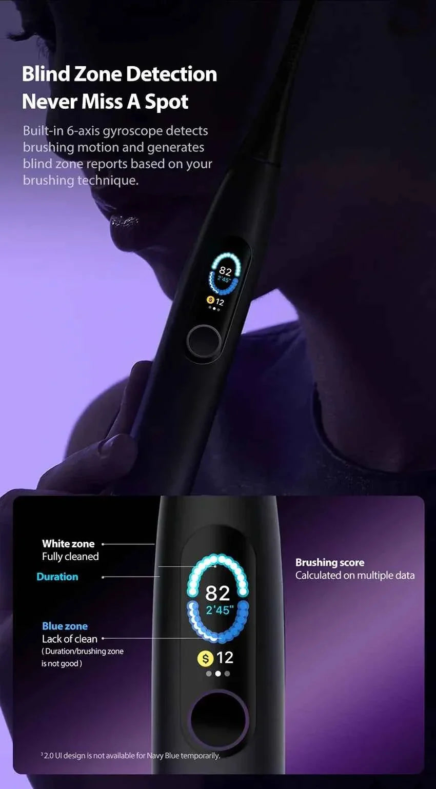 Oclean X Pro Sonic Electric Toothbrush Whitening Teeth Vibrator Wireless Charge 40 Days Works Smart APP Ultrasonic Check QH2