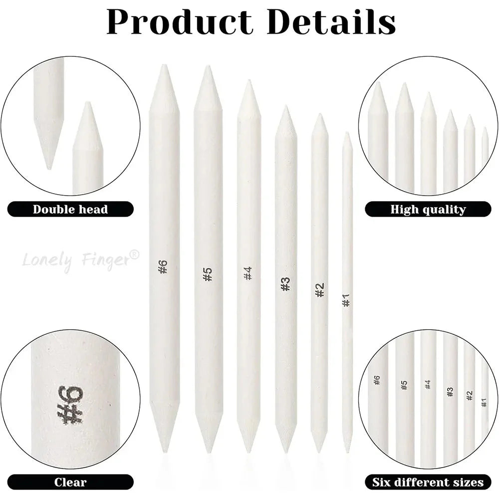 6/12 Pcs Blending Stumps, Paper Art Blenders, Drawing Pencils for Student Artist Charcoal Sketch Drawing Tools, Sketch Supplies