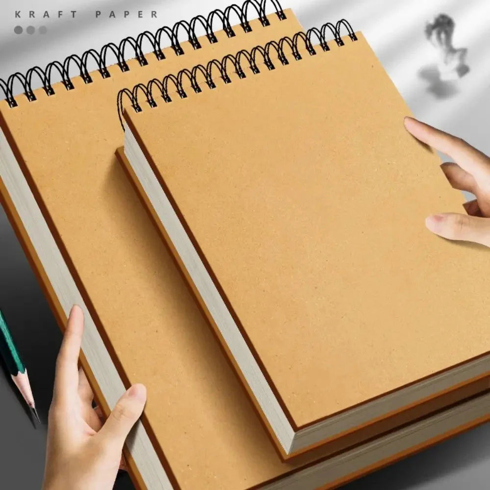 High Quality Kraft Paper Art Sketchbook A4/8K/16K/32K/A3 Flip-up Drawing Notepad 30Sheets/60Pages Spiral Notebook Art Supplies