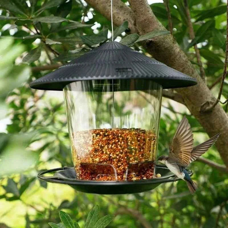 Outdoor Bird Feeding House Waterproof Gazebo Hanging Wild Bird Feeder Cage Outdoor Container With Hang Rope Bird Feeder Garden