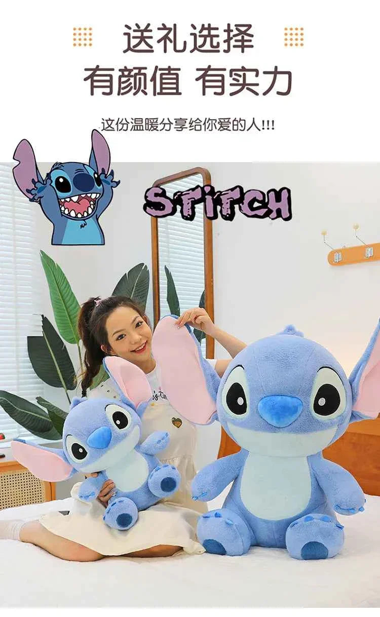 Disney Cute Blue Stitch Stuffed Plush Toy Cartoon Anime Stitch Kawaii Sleeping Pillow Plush Doll Giving Girls Birthday Gifts