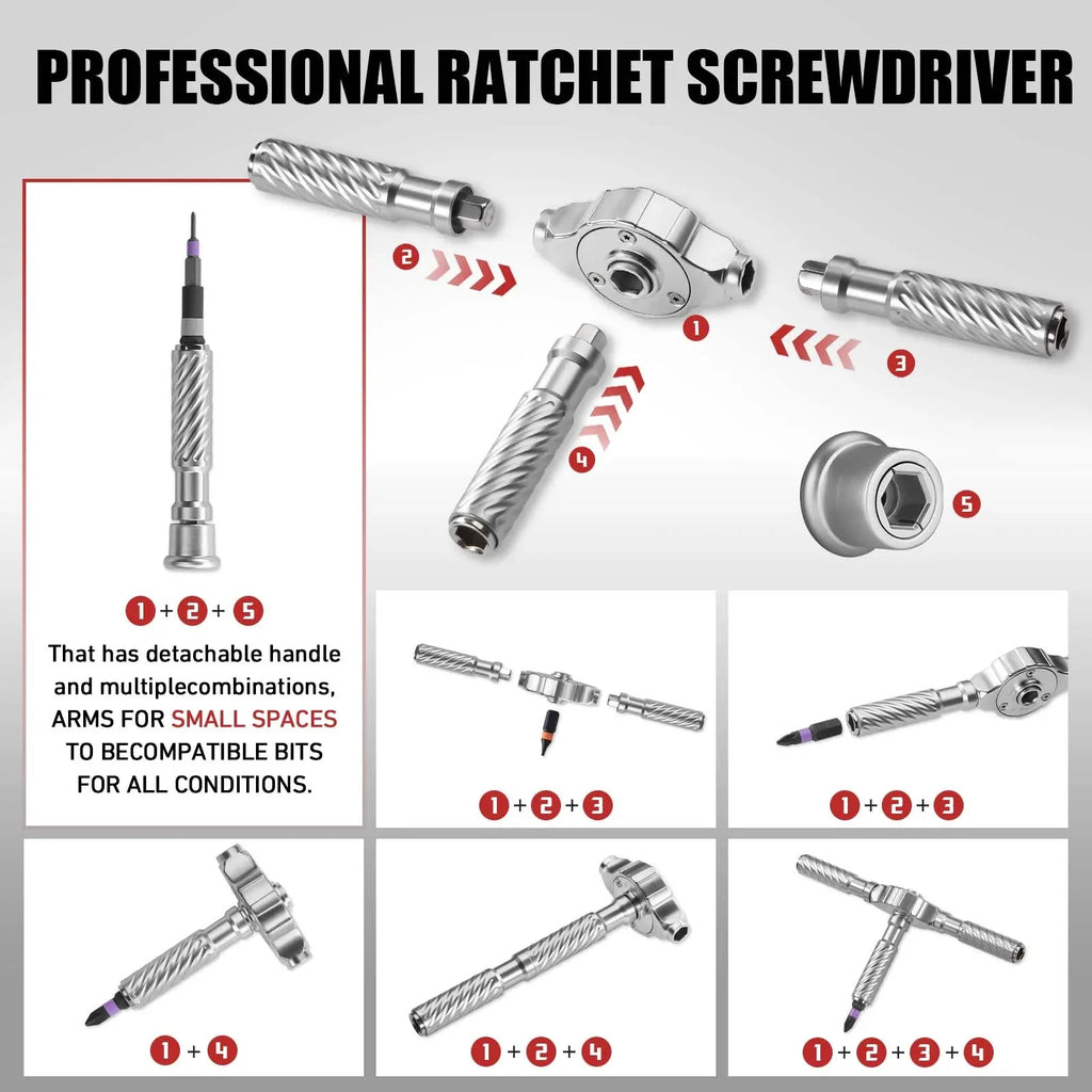 VMAN 66in1 Multifunction Ratchet Screwdriver Set Multi Magnetic Bits Mini Repair Tool Kit Household Tool For PC & Desk Etc.