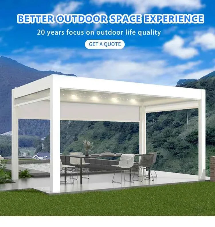 3X3Bioclimatic Pergola Aluminium Pergola Outdoor  Aluminum Pergola Gazebo Manual Pavilion Louver Roof Pergola Carport