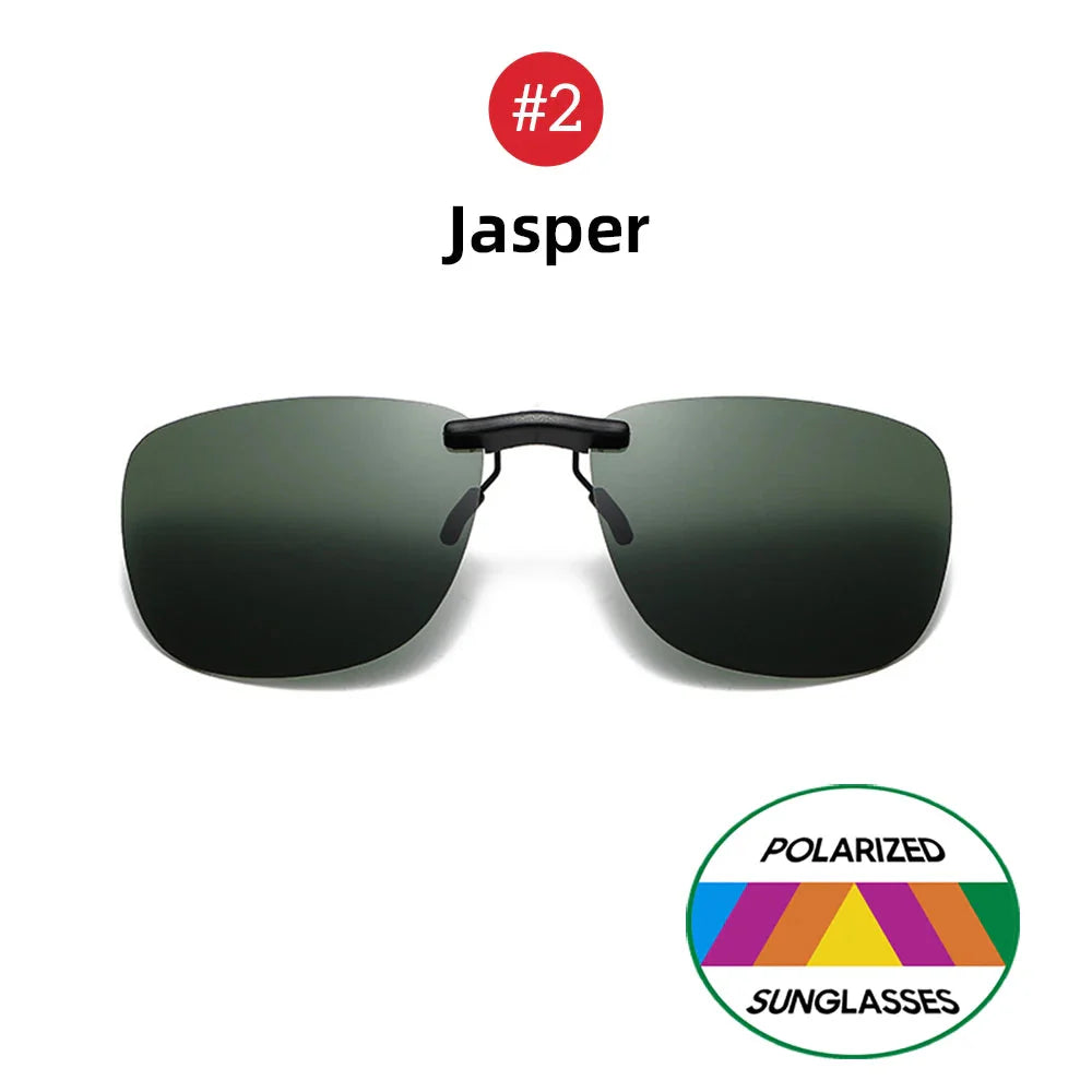 Square Clip On Sunglasses Women Polarized Black Lens UV400 Night Vision Driving Men Goggles Clips Anti Glare Vintage Glasses