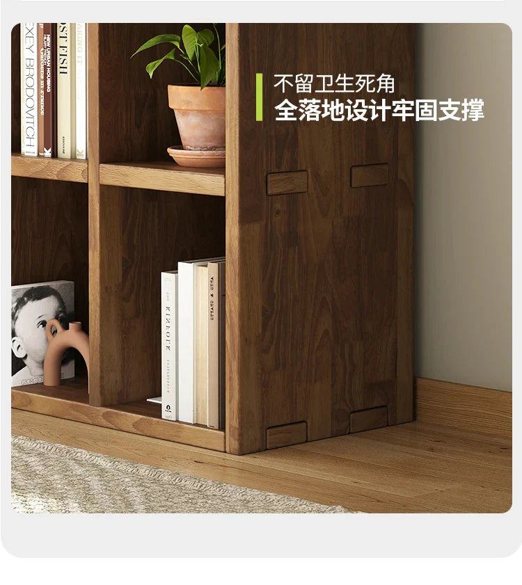 Solid Wood Short Bookshelf Floor Storage Cabinet Grid Organizer Shelf for Living Room Home & Kindergarten Display Unit