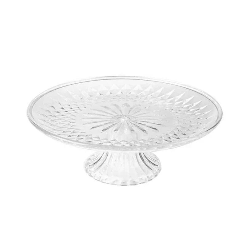 Acrylic Clear Serving Plates Fruit Dessert Salad Tray Cupcake Display Stand Round Dinner Plate Kitchen Supplies
