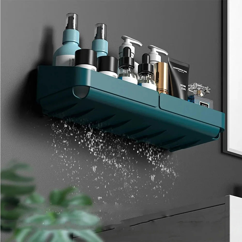 Bathroom  Kitchen Convenience Rack Shelf Makeup Storage Organizer Shower Shelf Cosmetics Shampoo Rack  Wall Spice No Drilling