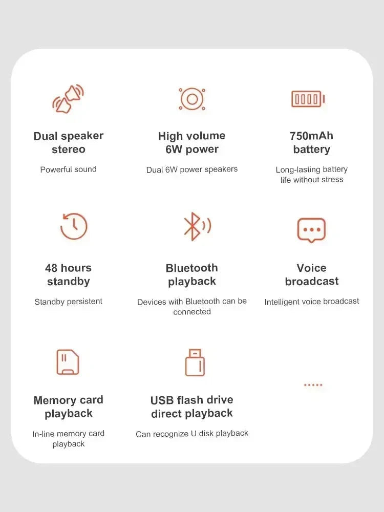 Bluetooth Speaker 8D mini Soundbar Dual Speaker Stereo Tfusb Playback Fm Voice Broadcasting Portable Subwoofer Wireless Speaker