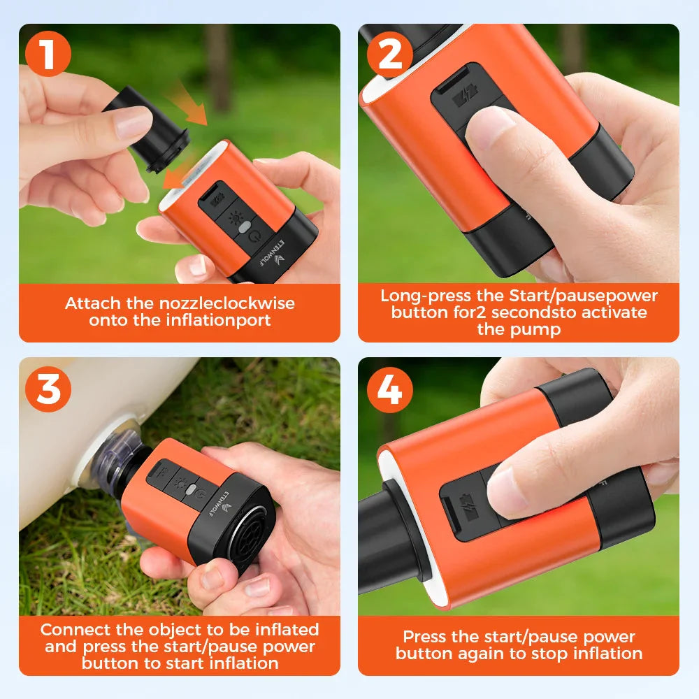 ETENWOLF AIR 3S Wireless Electric Air Pump 1300mAh Camping Light Small Inflator Deflator Outdoor Pump Pool Floats Sleeping Pads
