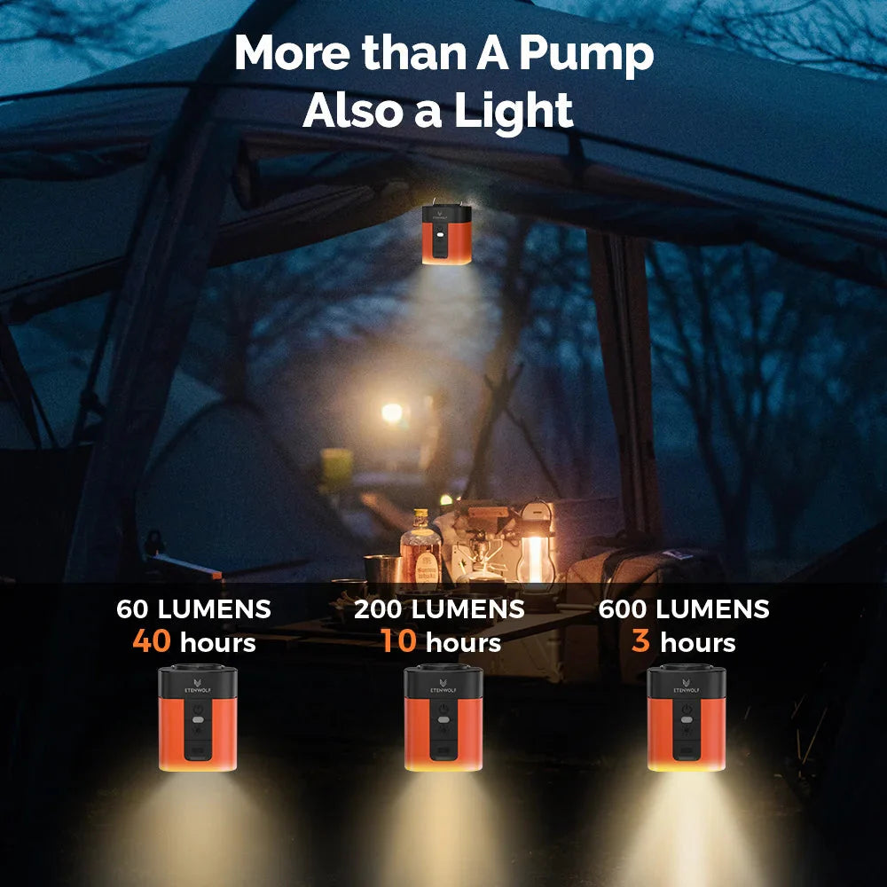 ETENWOLF AIR 3S Wireless Electric Air Pump 1300mAh Camping Light Small Inflator Deflator Outdoor Pump Pool Floats Sleeping Pads