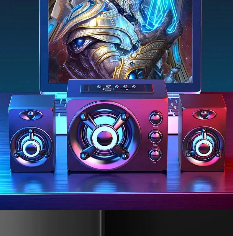HIFI 3D Stereo Speakers Upgrade With LED Light AUX USB Wired Wireless Bluetooeh 5.0 Audio Home Theater Surround Sound Bar TV