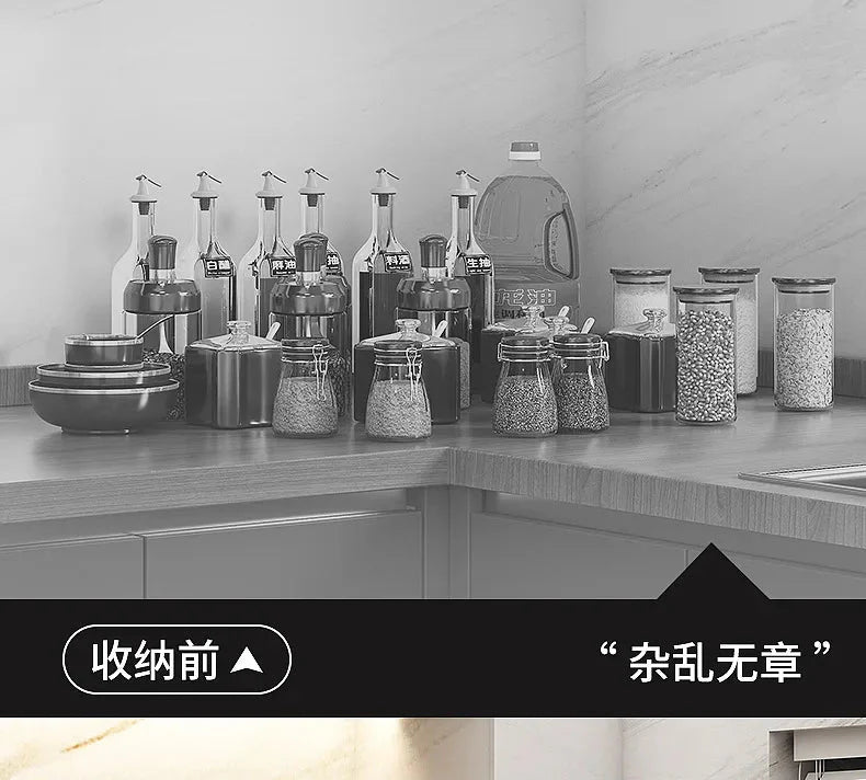 Stainless Steel Kitchen Storage Shelf Seasoning Jar Spice Storage Rack Chopsticks Knife Shelf Bar Organizer Kitchen Supplies