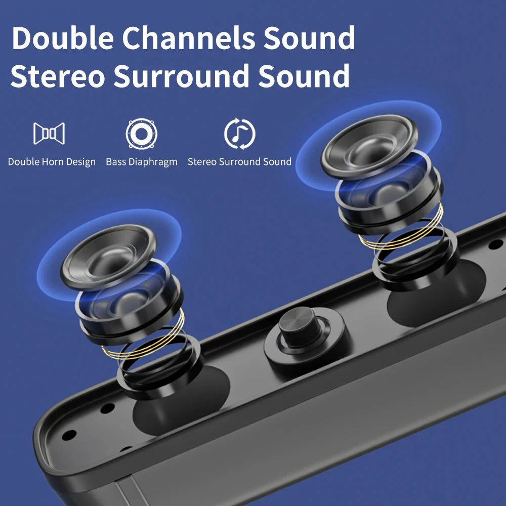 COOMAER Surround Desktop PC Speaker Home Stereo 3.5Aux USB Soundbar System Computer TV Phone HIFI Subwoofer Wired Strong Bass