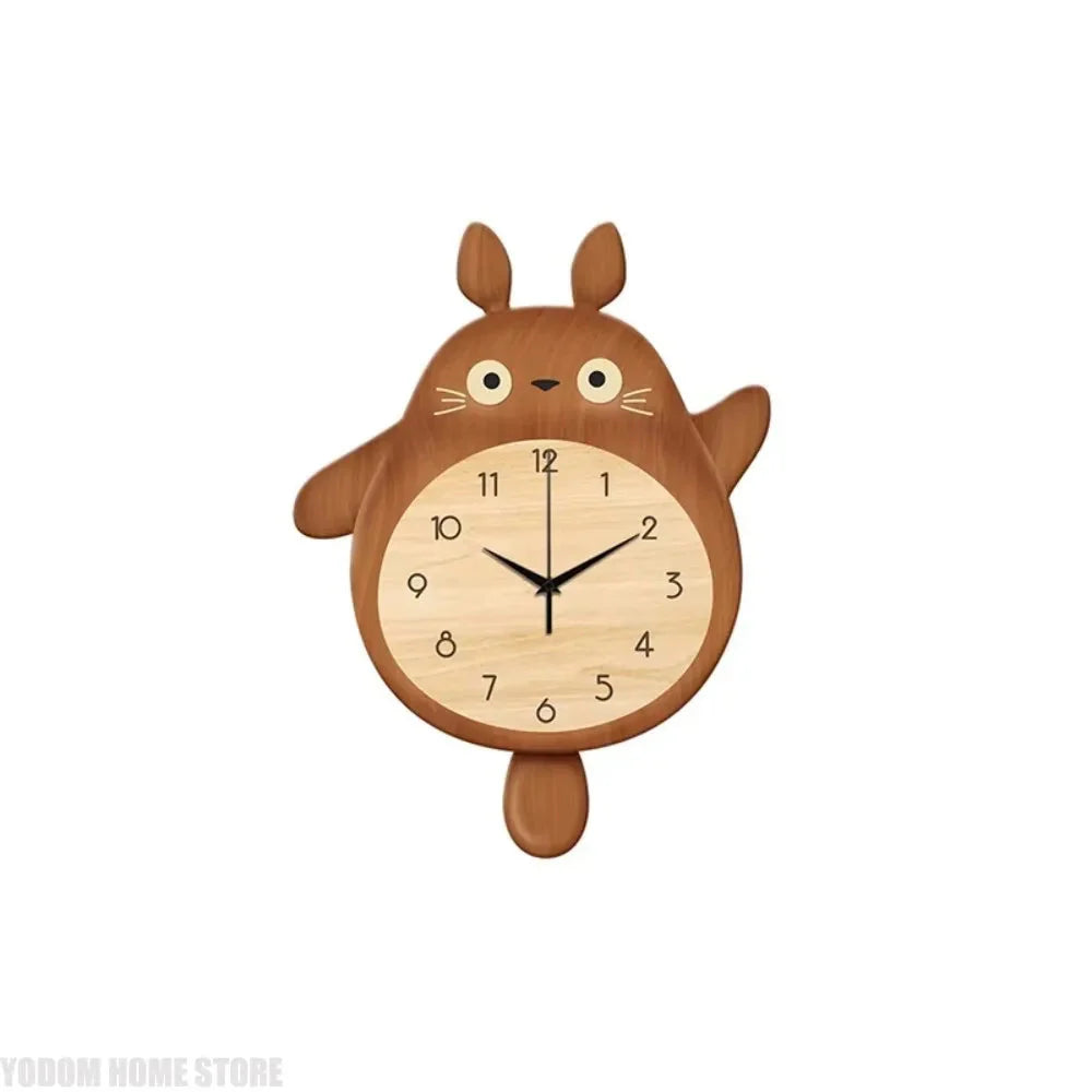 Cartoon Cat Design Wall Clock Wooden Sway Hanging Clock Decorative Painting For Restaurant Home Decor Gift