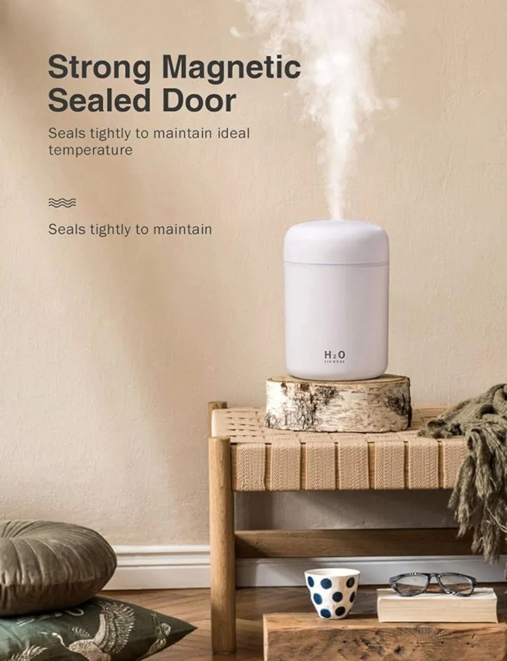 Portable Mini Air Humidifier For Bedroom,Personal Desktop,Car With Colorful Mood Lighting 2 Mist Modes And Auto Shut-Off