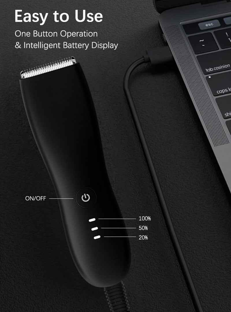 Professional Hair Clippers For Men Quiet Cordless Electric Groin & Pubic Body Hair Trimmer Wet/Dry Groomer Clippers Shaver Razor