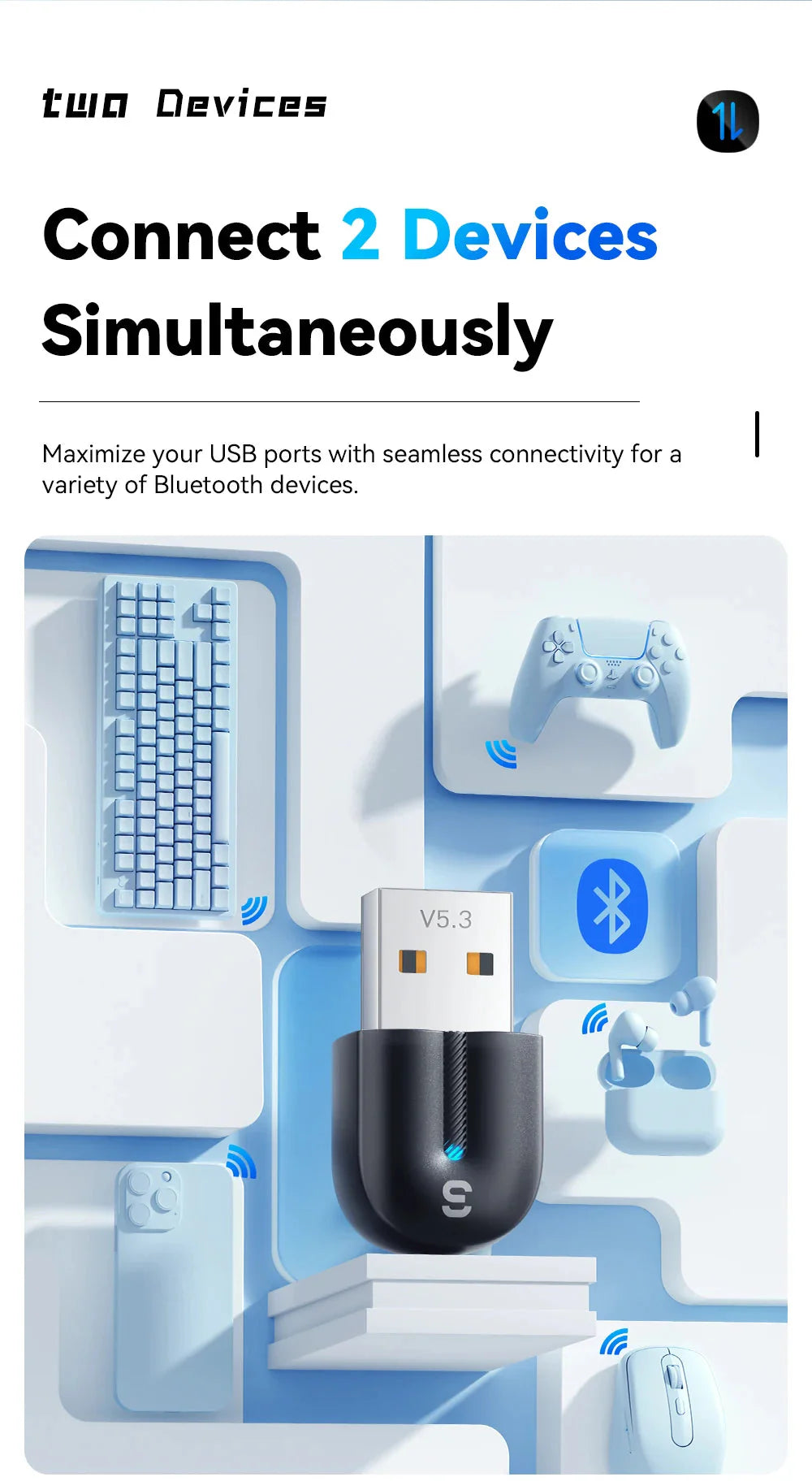 Essager USB Bluetooth 5.3 Adapter Aux Audio Receiver Transmitter For PC Speaker Laptop Wireless Mouse soundbox USB Transmitter
