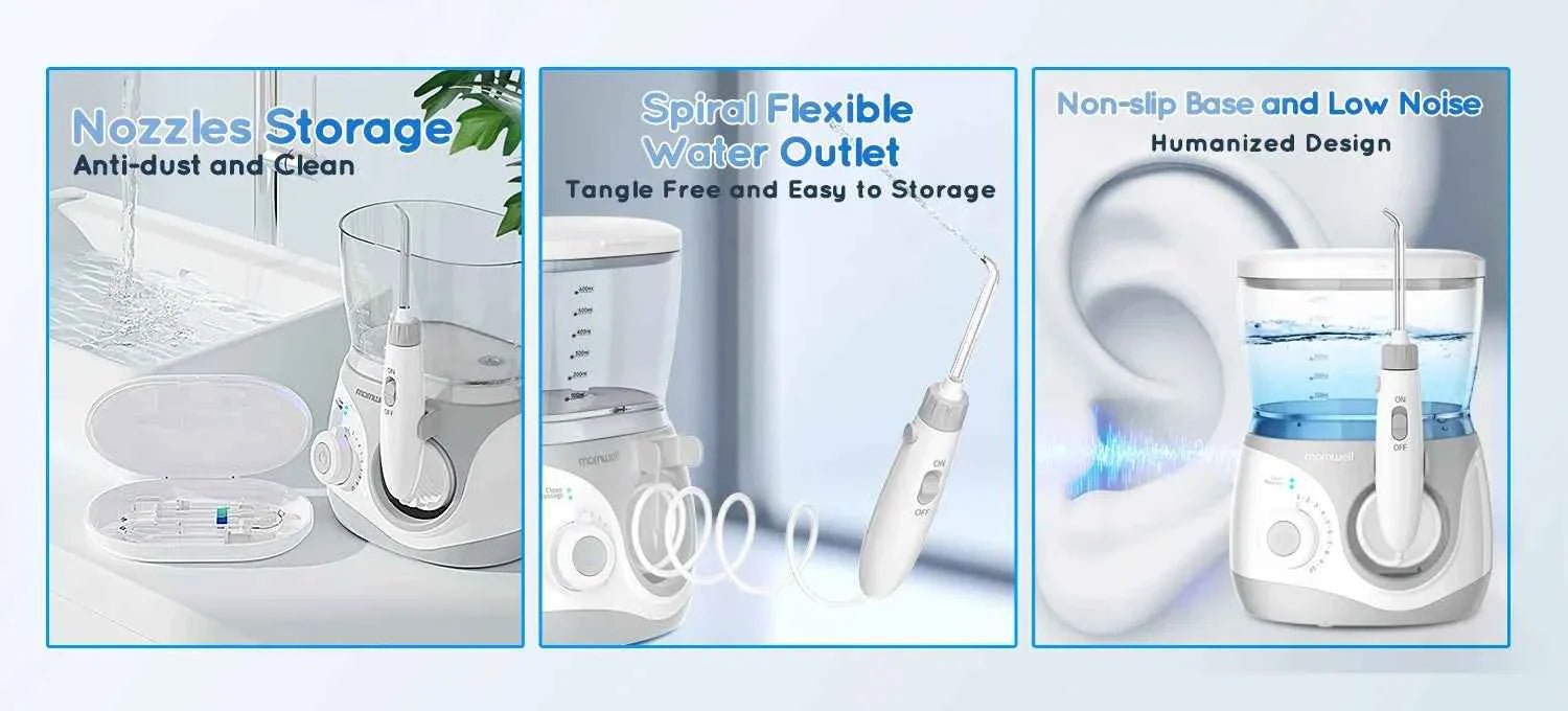 Home Water Flosser, 600 ml Large Capacity,10 Adjustable Pressures,6 Home Nozzles Professional Oral Irrigator for Teeth Clean