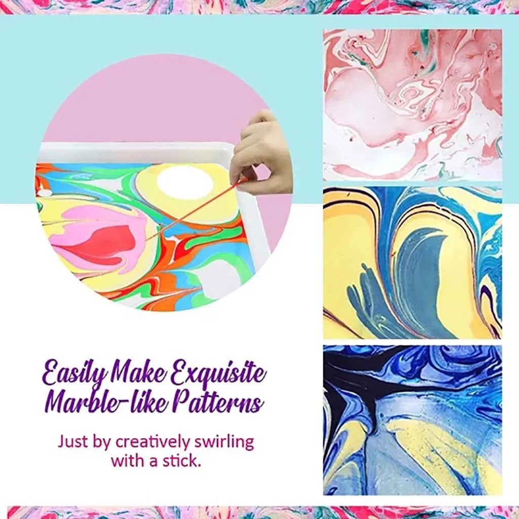 6ml Water Marbling Paint Kit Water Art Paint Set With Sketch Paper Arts Crafts For Girl Boy Creative Activities 6 Color