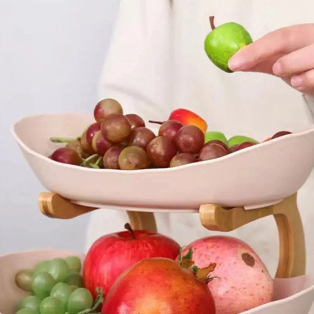 Snack Plates Plastic Material Fruit Plate Creative Design 2 Layer Candy Dish Modern Style Salad Bowl Snack Dish Living Room
