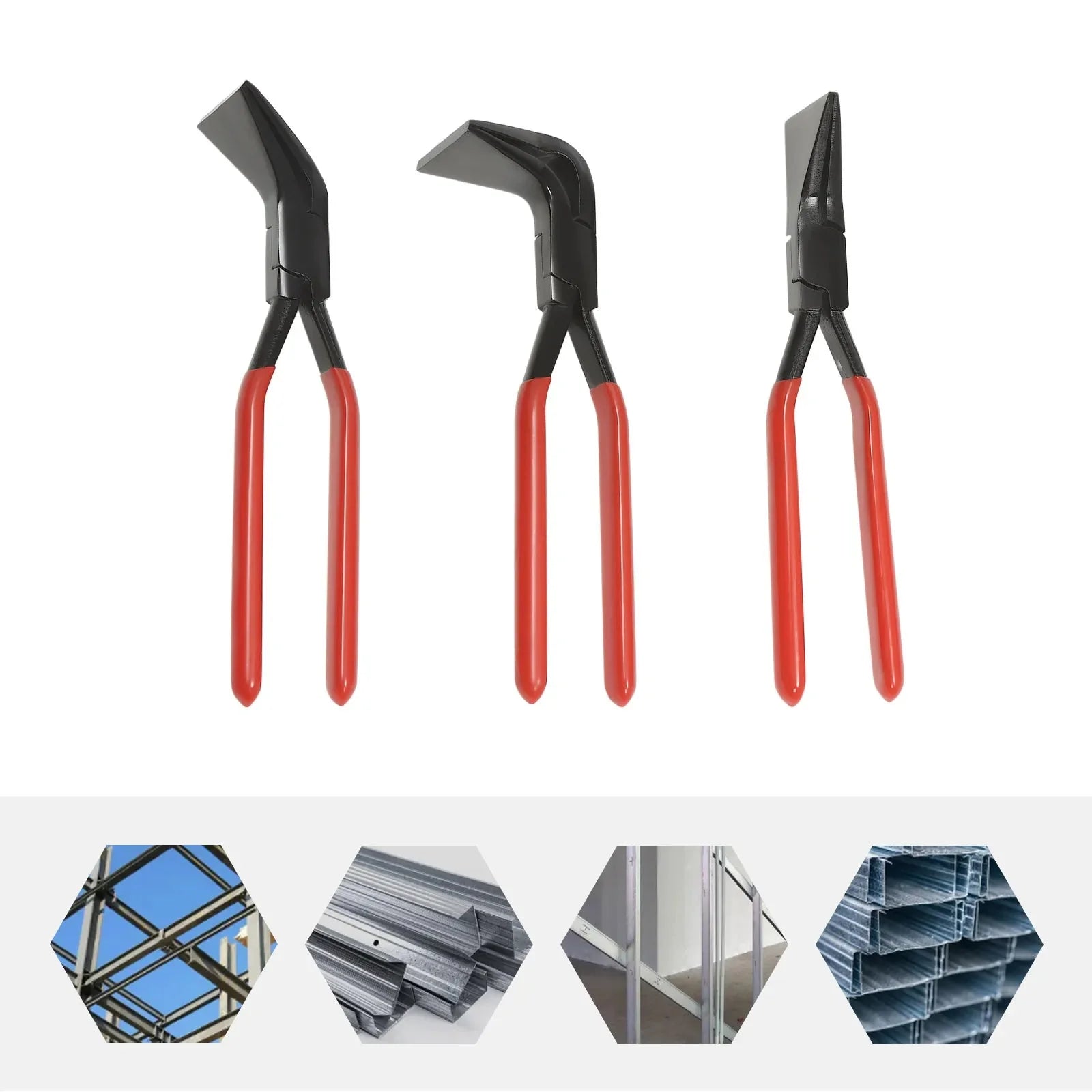 3PCS Bending Pliers Straight/45°/90° Pliers Kit Metal Bending Roofing Tool Sheet Metal Fabrication Tool for Utomotive Repair DIY