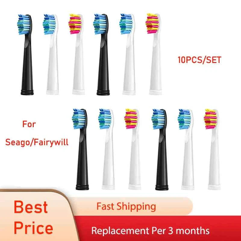 Premium Replacement Brush Heads - Compatible with Fairywill/Seago FW-507/508/515/551/917/959 - Dupont Bristles 5-10Pcs
