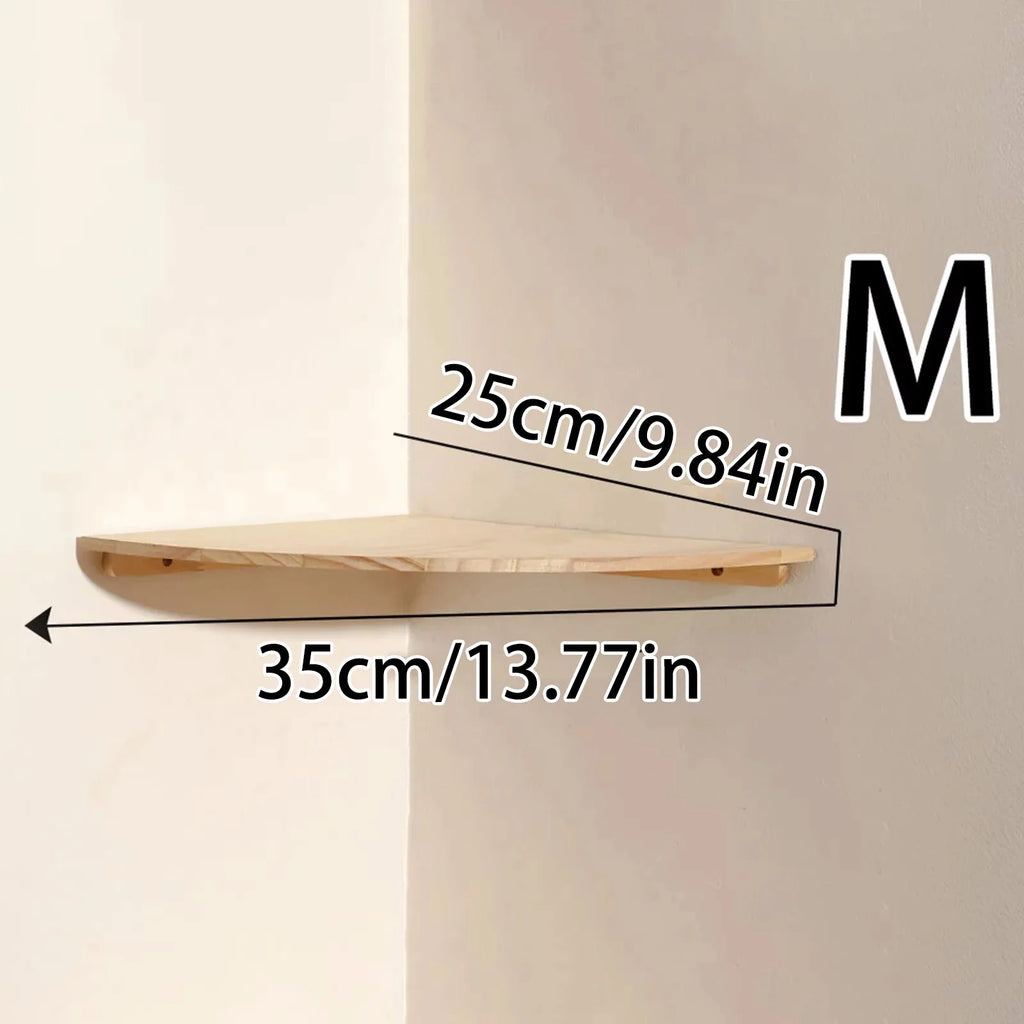 Scalloped Corner Shelves Floating Wall Shelf Storage Rack Wooden Wall Decor Bedroom Living Room Kitchen  Home Decorations Ledge