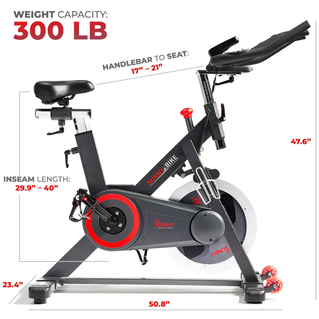 Premium Smart Magnetic Belt Drive Indoor Cycling Exercise Bike by Sunny Health and Fitness