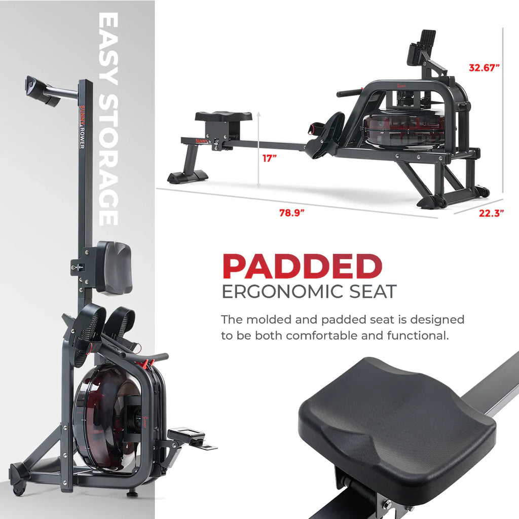 Obsidian Surge 500 m Water Rowing Machine by Sunny Health & Fitness