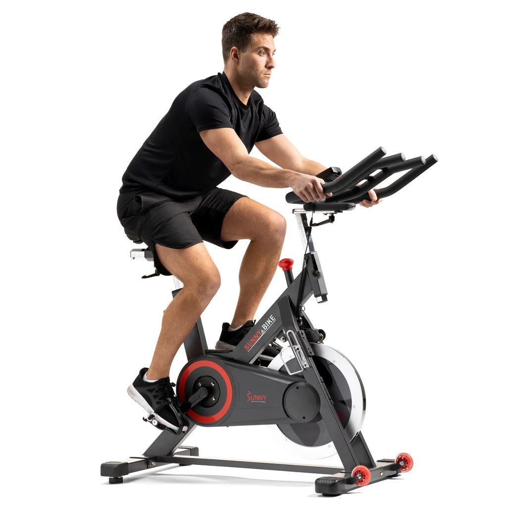 Premium Smart Magnetic Belt Drive Indoor Cycling Exercise Bike by Sunny Health and Fitness