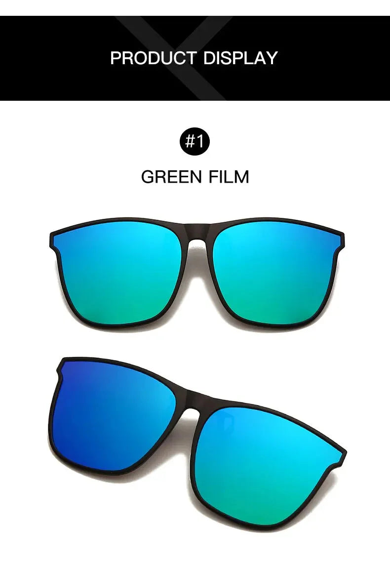 Polarized Clip On Sunglasses Men Photochromic Car Driver Goggles Night Vision Glasses Anti Glare Vintage Square Glasses