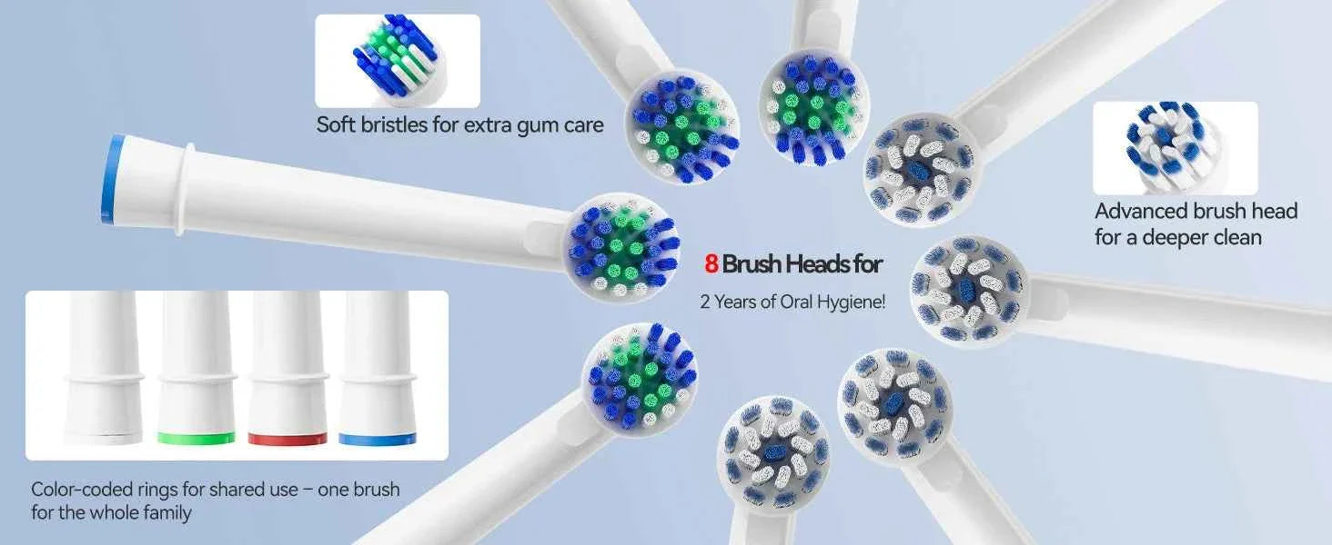 Seago Rotating Electric Toothbrush for Adults with 8 Toothbrush Heads and Travel Box Smart Display 5 Modes Waterproof SG-2607