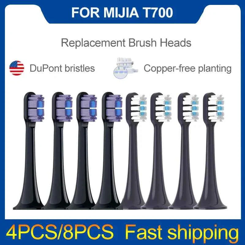 4/8PCS Replacement Brush Heads For XIAOMI MIJIA  T700 Sonic Electric Toothbrush Dupont Bristle with Caps Sealed Pack