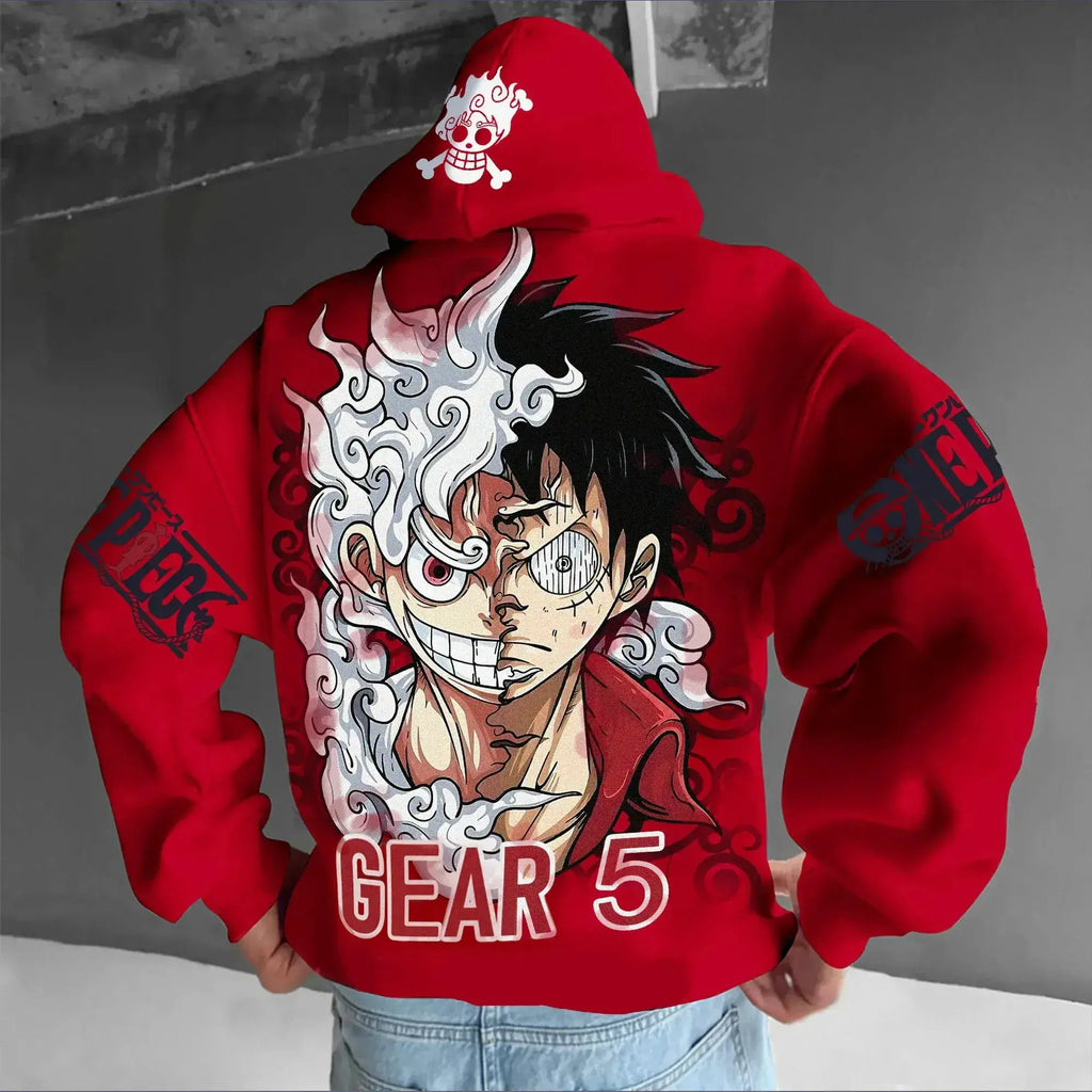 One Piece Luffy Gear 5 Nika Oversized Anime Hoodie