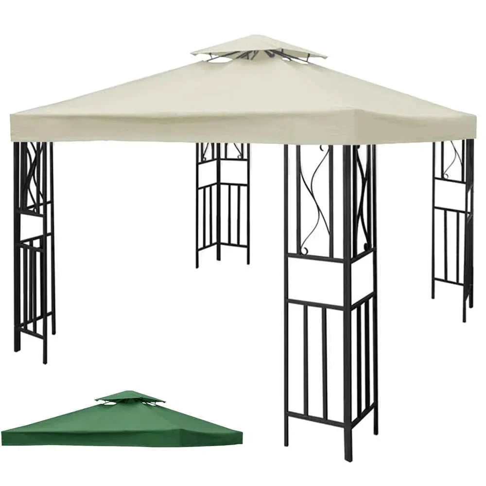 3x3m 2-Tier Garden Gazebo Replacement Canopy - Waterproof Oxford Patio Tent Roof