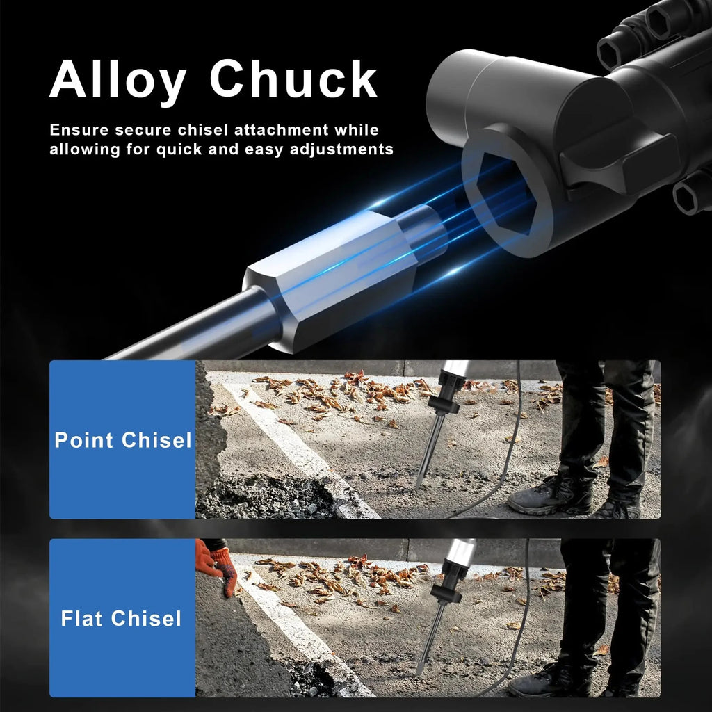 3600W Demolition Jack Hammer Electric Concrete Breaker Heavy Duty 2100 BPM Corded Power Rotary Hammer Drill with 2pcs Chisel Bit
