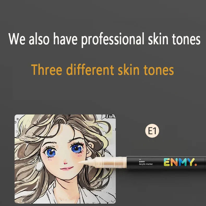 ENMY Acrylic Paint Markers Pen Soft Head Direct Liquid Graffiti Painting QuickDry Pigments Art Supplies for Felt