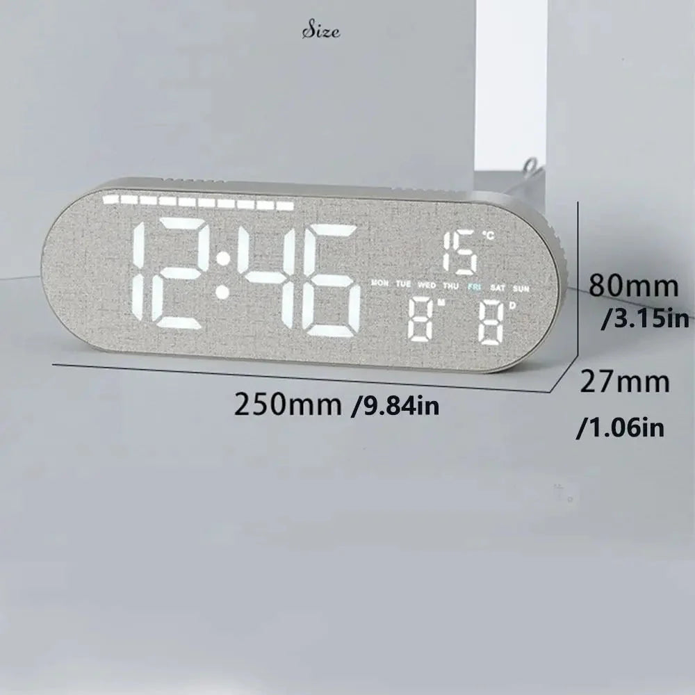 Minimalist Design Digital Wall Clock Silent Operation Nordic Style Alarm Clock Temperature Date Display Hanging Mount