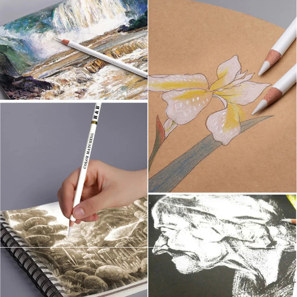 15PCS/Set Art Supplies Drawing Kit White Charcoal and Pastel Pencils Set Painting Tools Professional Drawing Kit