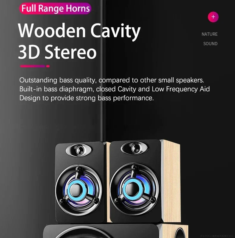 HIFI 3D Stereo Speakers Upgrade With LED Light AUX USB Wired Wireless Bluetooeh 5.0 Audio Home Theater Surround Sound Bar TV