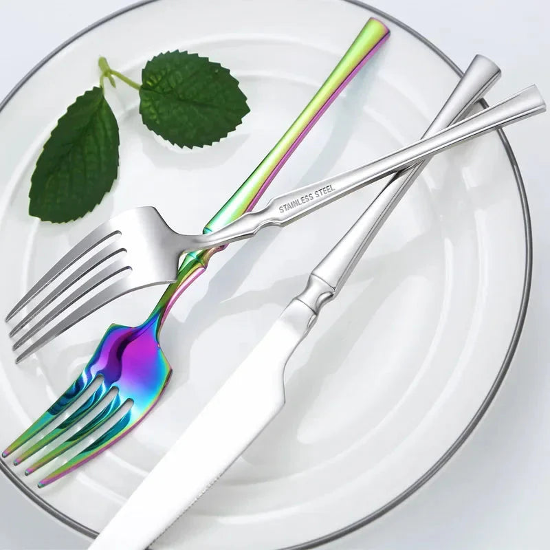 Premium Silver Stainless Steel Cutlery Set - 20/30/40 Piece Mirror Polished Flatware