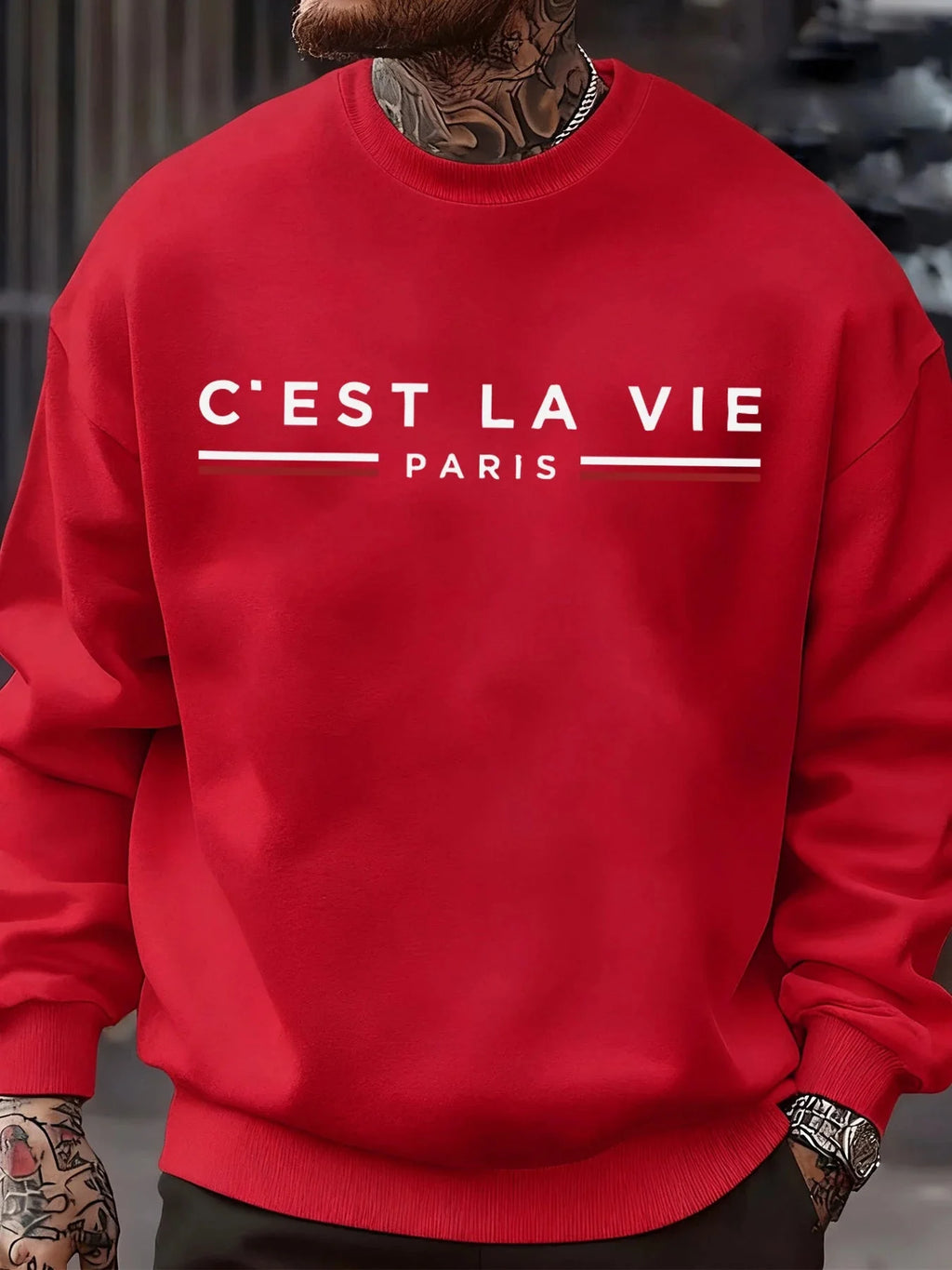 C'Est La Vie Paris Prints Man Sweatshirt Casual Loose Sportswear Hip Hop Fashion Pullovers Fleece Soft Clothing Crewneck Tops
