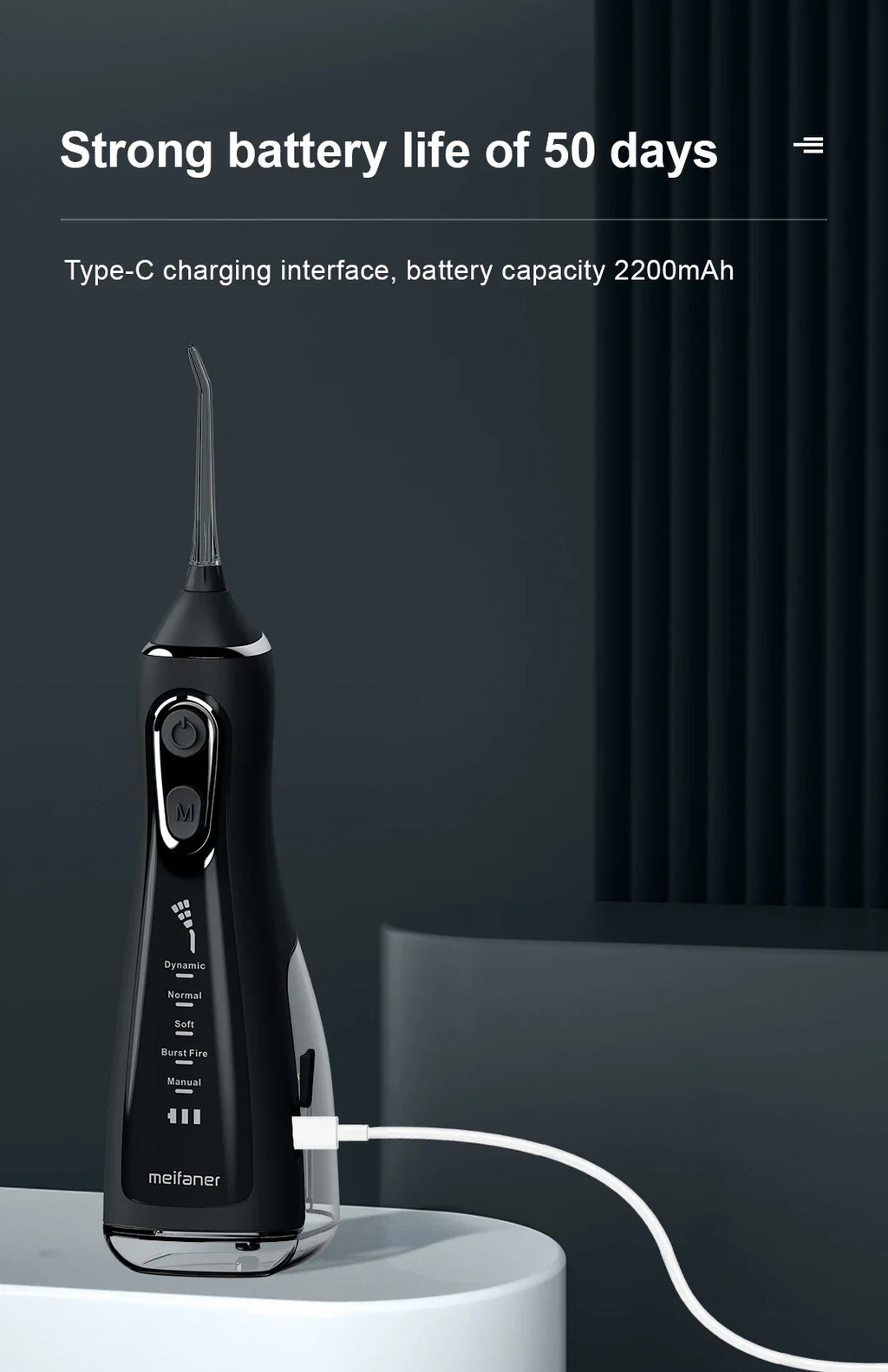 Oral Irrigator 40-140PSI Tooth Scaler 5 Speed Water Flosser Rechargeable Dental Water Jet 300ML IPX6 Waterproof Teeth Cleaner