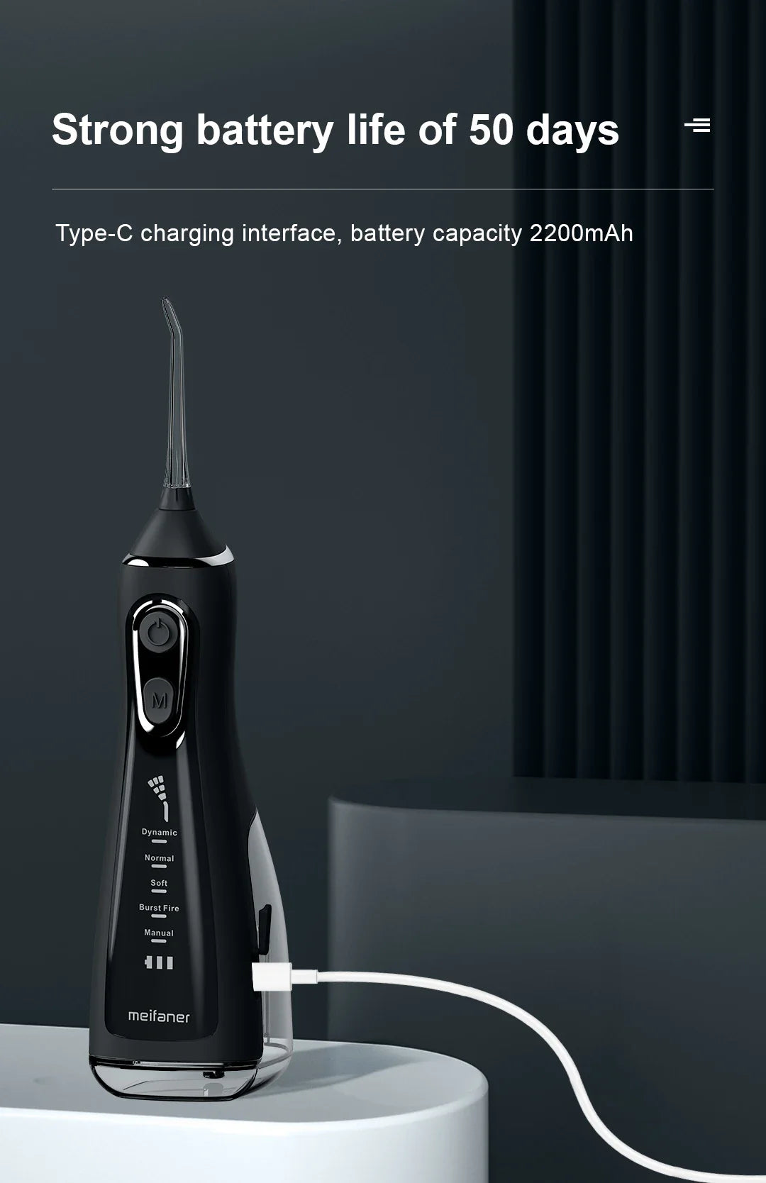 Oral Irrigator 40-140PSI Tooth Scaler 5 Speed Water Flosser Rechargeable Dental Water Jet 300ML IPX6 Waterproof Teeth Cleaner
