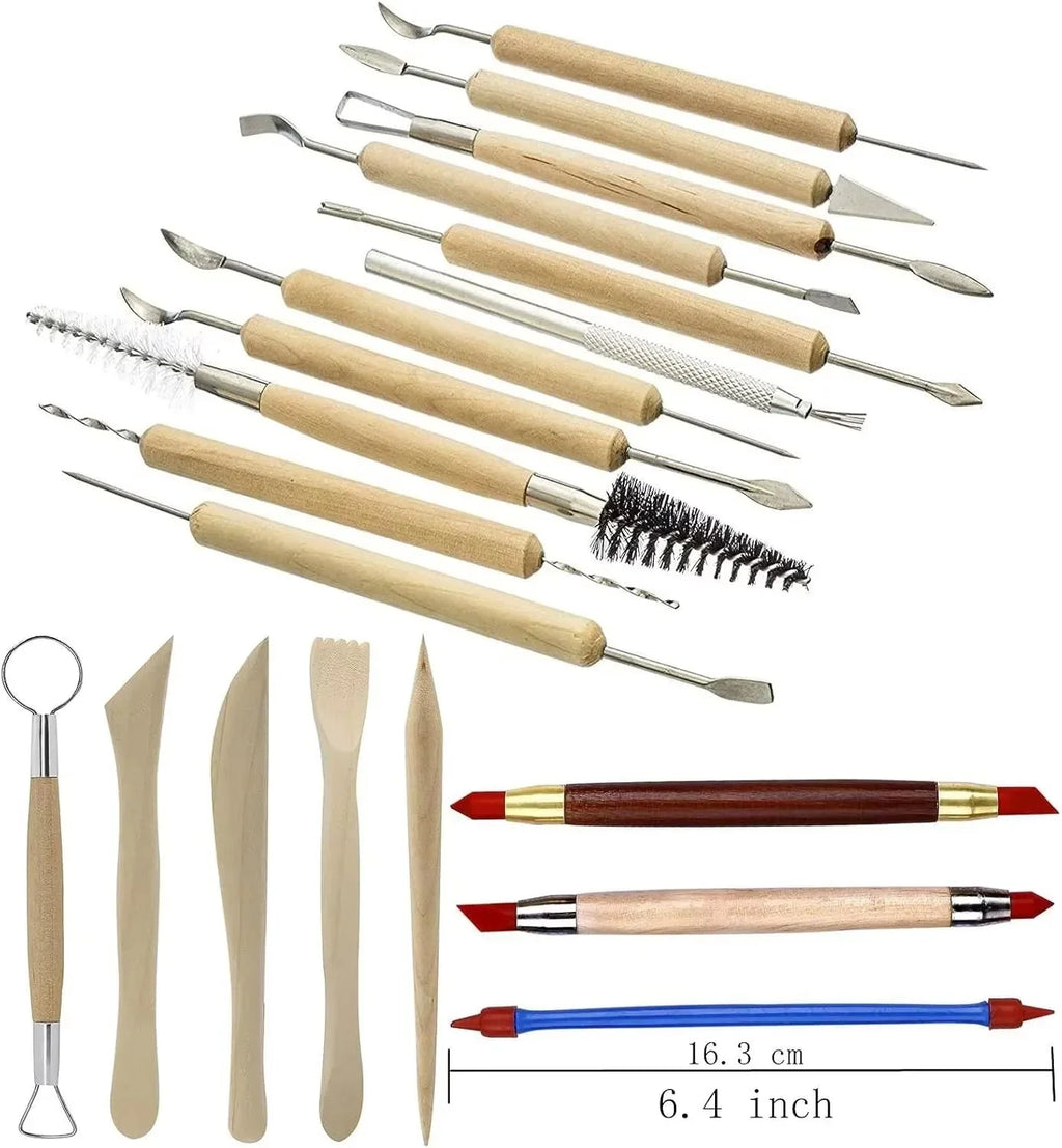 Art Supplies Ceramic Sculpting Tools Wooden Handles Ceramic Clay Pottery Tool Beginner DIY Crafts Wood and Steel Home School Use